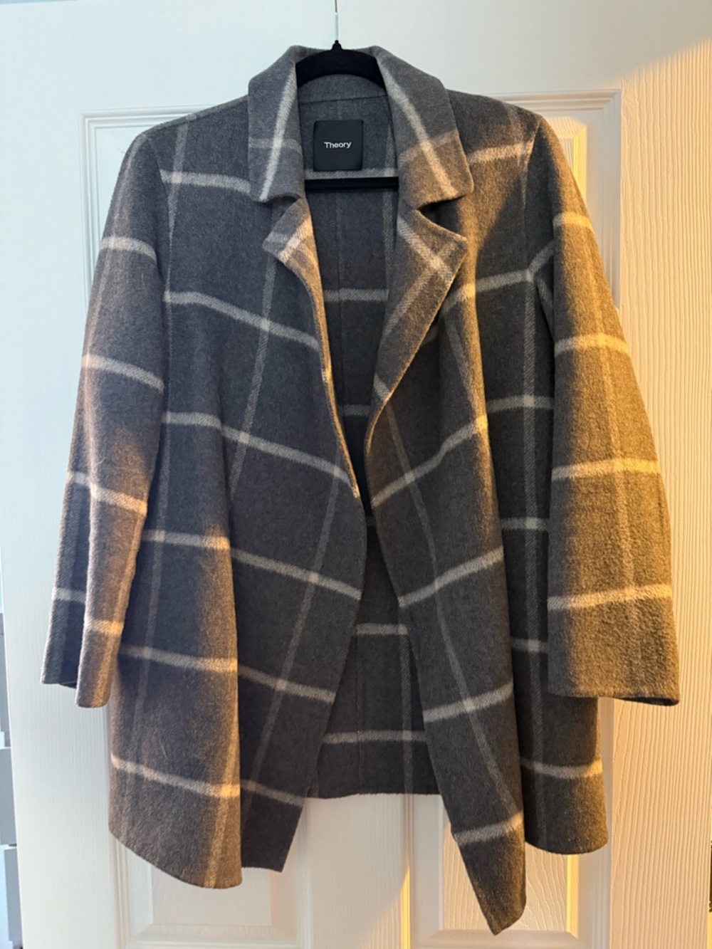 Theory Women's Gray Windowpane Wool Blazer